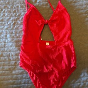 One piece red swimsuit